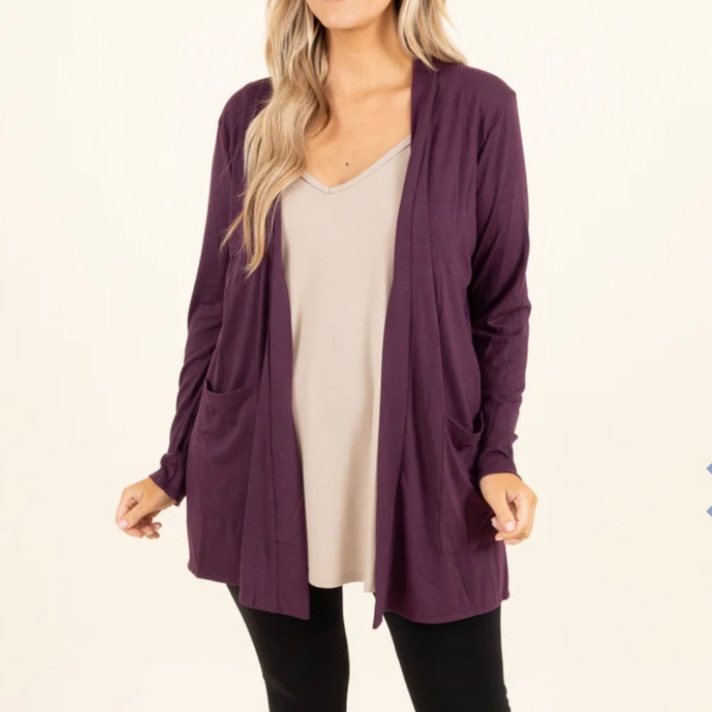 Zenana Eggplant Cardigan 2X